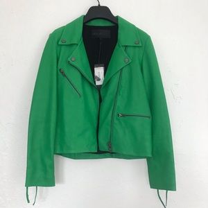 American Retro kelly green leather jacket